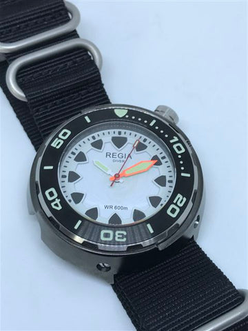 Regia Diver - NEW White Scuba Ghost RIDER dial (Silver) (free shipping)