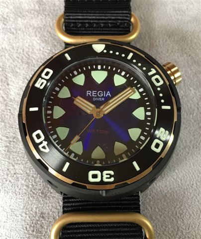 Regia Diver - NEW Blue sunburst dial (Gold) (free shipping)