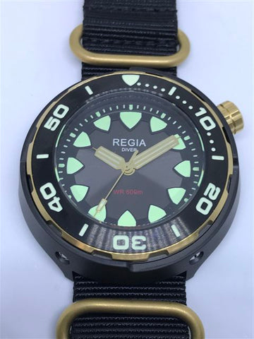 Regia Diver - NEW Grey sunburst dial (Gold) (free shipping)